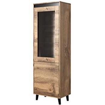 Vitrina Charlotte 152 Antracita Wotan Roble 183x60x38cm