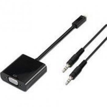 Micro HDMI a SVGA Dual Audio con Conector 3.5 mm, 10 cm + 1 m de extensión
