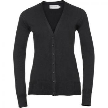 Russell Athletic Damen V-Ausschnitt Strickjacke Schwarz M