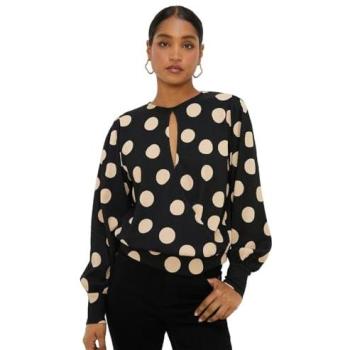Long Sleeve Spot Keyhole Wrap Top – Dorothy Perkins, L