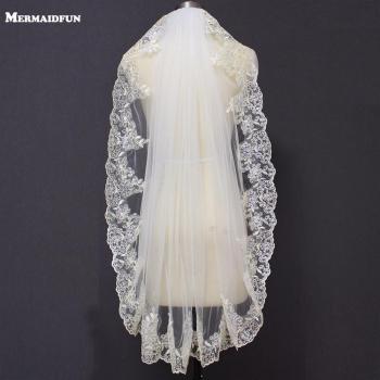 Sequined Lace Wedding Veil in Light Champagne
