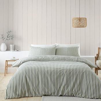Brushed Cotton Reversible Stripe Duvet Cover Set