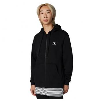 Sudadera con Capucha y Cremallera Converse Go-To Estrella Bordada Unisex Negra