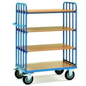 Etagewagen 4 étages 8312, capacité 600 kg, plateau 1000 × 700 mm, RAL 5007 (bleu)
