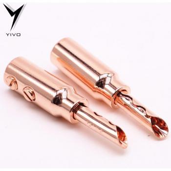 4pcs YIVO CMC 0668-CU-R HiFi Pure Red Copper Plated Silver Banana Plug Connector for 3mm~6mm Speaker Cable