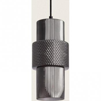 Ledkia Luz Suspendida: Metal y Cristal Berila en Tonos Gris Humo