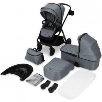 MoMi GISELLE 2-en-1 Poussette & Nacelle – Jusqu’à 22 kg, Accessoires Inclus, Gris
