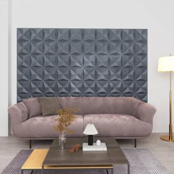 Vidaxl 3D Wall Panels, 12 pcs, 50x50 cm, Origami motif, Grey hue, 3 m² of area