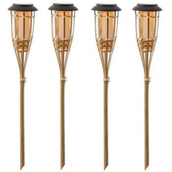 Bambus-Solarlampe für den Garten – Flammensimulation