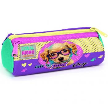 Coral High Yellow Pink Dog Design Pencil Holder