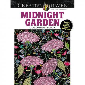 Creative Haven Midnight Garden Coloring Book : Heart & Flower Designs with a Dramatic Black Background
