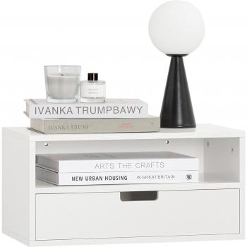 SoBuy Table de Chevet suspendue effet bois blanc 45x22x25cm