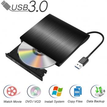 Qibaok externes Blu‑ray/Lite Laufwerk mit USB 3.0 – schwarz