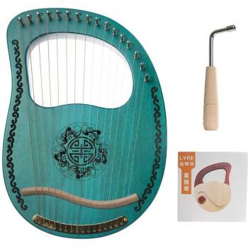 Muslady 16 Notes Lyre Harp Portable Mahogany with Tuning Wrench