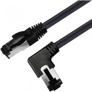 Maxtrack 90 Degree Left Angle RJ45 Network Patch Cable CAT 8.1 S/FTP 2m Black