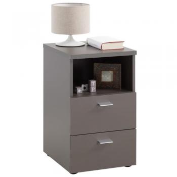 Lava Grey Bedside Cabinet with 2 Drawers and Open Shelf FMD