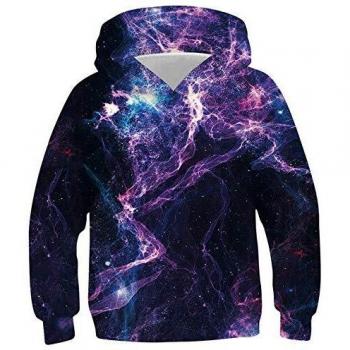 Felpa SunFocus Galaxy 3D – Stampa Spaziale, Cappuccio, Manica Lunga, Traspirante