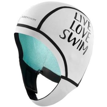 Buddyswim 2.5 mm Dual‑Color Swim Cap – White & Black, M (Unisex)
