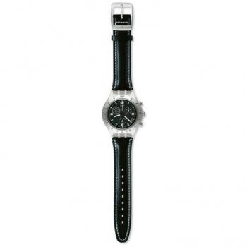 Swatch Irony Firestorm Black Leather Chrono SVCK4000 for Men