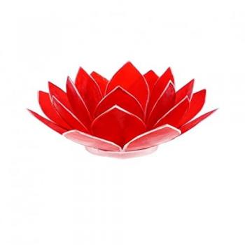 Porte‑Bougie Fleur de Lotus rouge argent