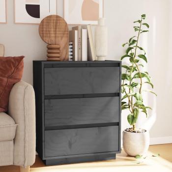 Armoire de Rangement Gris 60x34x75 cm Bois Massif de Pin