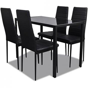 Ensemble de mobilier de salle à manger 5 pièces noir