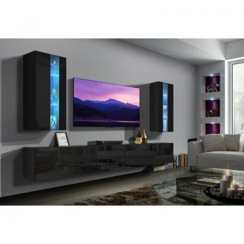 Ensemble Meuble TV Viva 249 cm Noir Brillant