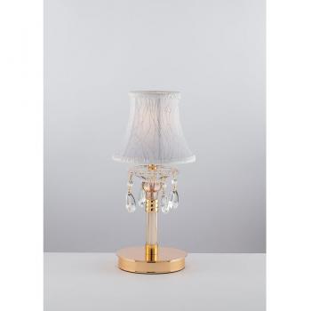Monet Gold Table Lamp with Crystal Glass and Fabric Shade 38 cm