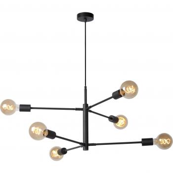 Lester Contemporary Black Pendant Light with 6 Bulbs