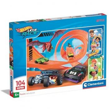 Puzzle de 104 Piezas: Hot Wheels ¡A la Carrera!
