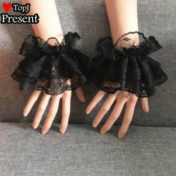 Muñequeras de Cosplay RuffSweet con lazo, encaje para mujer y niña