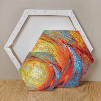 Hexagon Wooden Art Plate with White Frame for DIY Painting