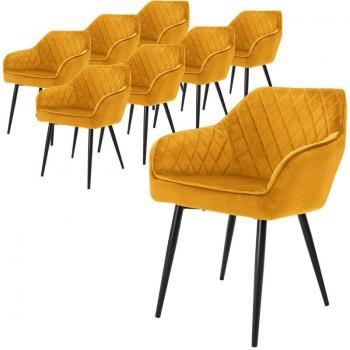 Poltroncine Soggiorno Velluto Ocra 8 unità