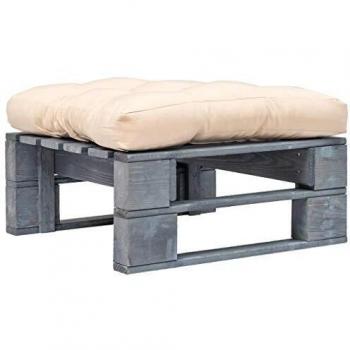 VidaXL Puff in Pallet con Cuscino Sabbia Legno Grigio