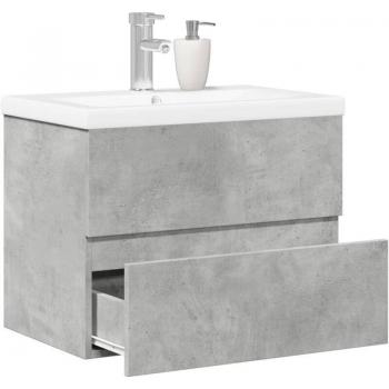 Set di Mobili per il Bagno 2 pezzi – Grigio Cemento su Legno Multistrato
