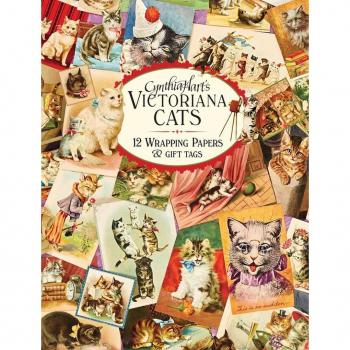 Cynthia Harts Victoriana Cats 12 Wrapping Papers and Gift Tags by Cynthia Hart