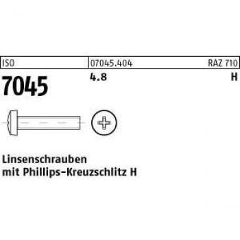Flachkopfschraube ISO 7045 Kreuzschlitz M4x8-H 4.8 2000 Stück