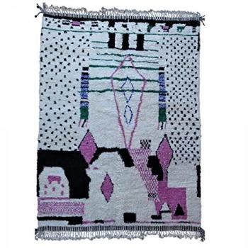 Tapis Berbère Fait Main 260x355 Crème et Rose