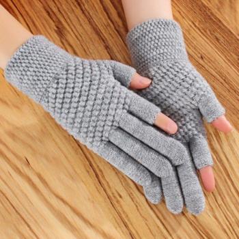 Guantes de lana gruesa para invierno, sin dedos, para actividades al aire libre