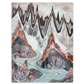 Whimsical Spiked Mountains & River Print – W24 x H32