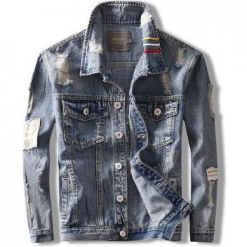 Vestimenta Retro Americana Hombre: Chaqueta Azul con Tigre y Rayas