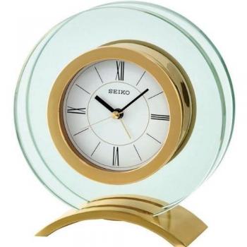 Tischuhr Seiko QHE057G – Goldglas mit Aluminiumrahmen