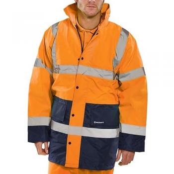 Hi-vis Fleece Lined Traffic Jacket Orange/Navy XL
