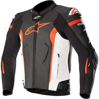 Alpinestars Motorradjacke: Missile Tech Air Comp – Farbkombination Schwarz/Weiß/Fluorrot – Größe 48