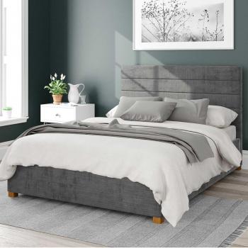 Firenze Velour Charcoal Kelly Ottoman Storage Bed