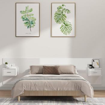 Armário de Cabeceira VidaXL – Branco Refletido