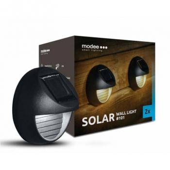 Černé kulaté solární LED svítidlo ML-WS101, nástěnné
