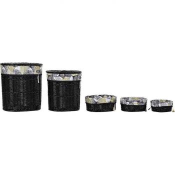 Cestas de Mimbre DKD Home Decor Negro Multicolor 51 x 37 x 56 cm 5 Piezas