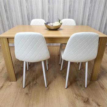 Oak Effect Dining Table and 4 Gem Patterned Chairs