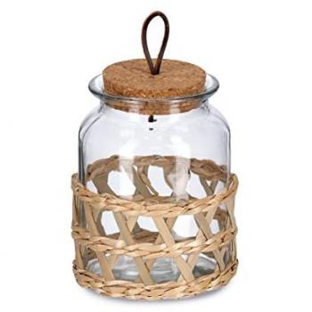 Zeller Present Vorratsglas 1 L, Glas, Strohgeflecht